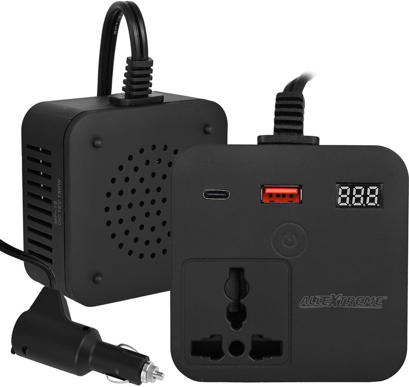 ALLEXTREME 150W Car Power Inverter Outlet Smart LED Digital Display Type C Socket Car Inverter