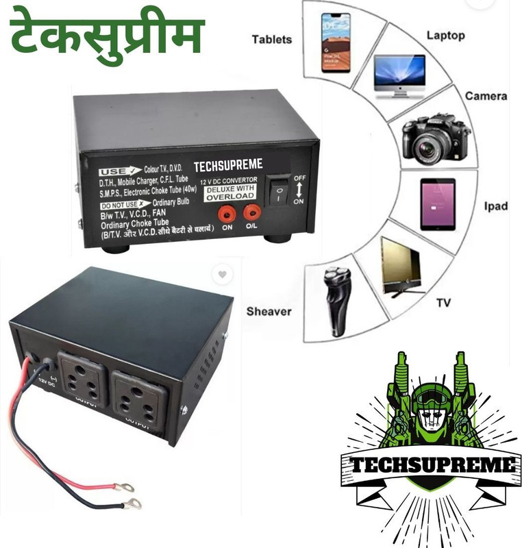 TechSupreme 12 volt Mini inverter 100 Watt Car Inverter Dc to Ac convertor for Car Bus A9 Car Inverter