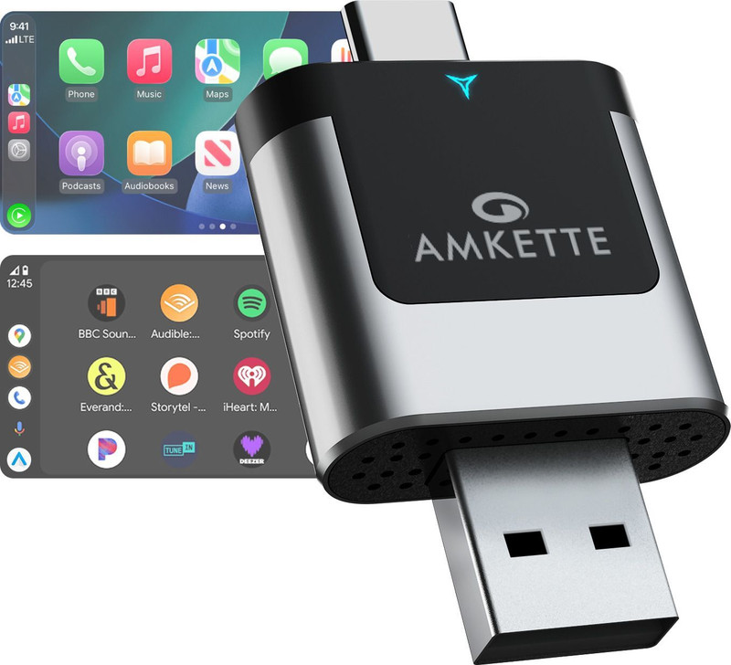 AMKETTE v5.0 Car Bluetooth Device with Adapter Dongle, Audio Receiver(Grey)