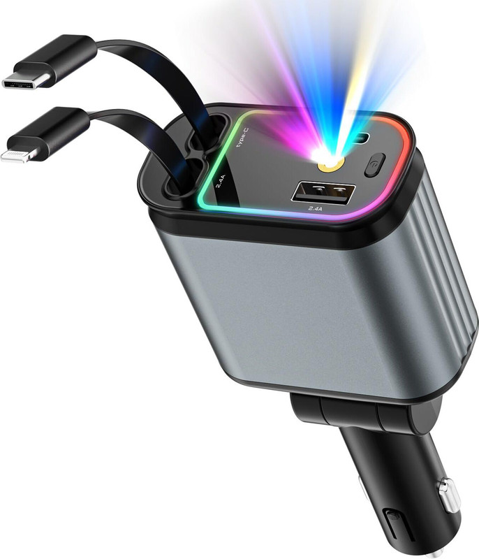 TRENDZIFY Car Charger 4-IN-1 with Output 100W and Star Roof Ambient Light Car Laptop Charger(DC)