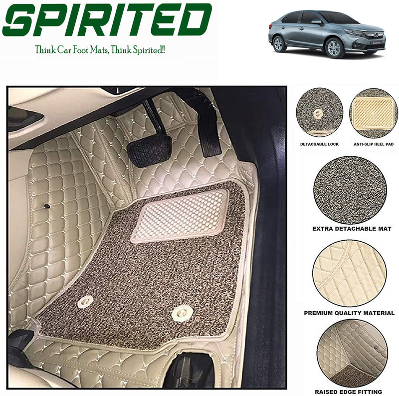 SPIRITED Leatherite 7D Mat For Honda Amaze(Beige)