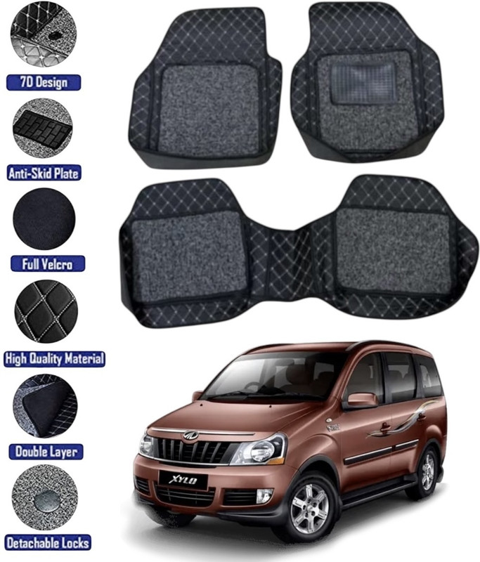 GENFRID Leather 7D Mat For Mahindra Xylo(Silver, Black)