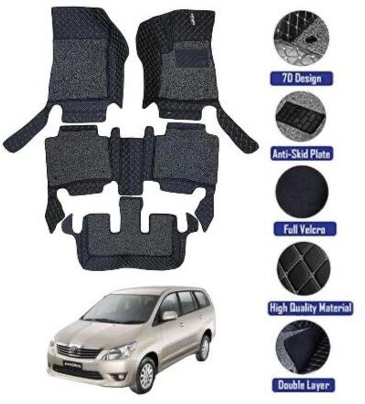 GENFRID Leatherite 7D Mat For  Toyota Innova(Black, Silver)