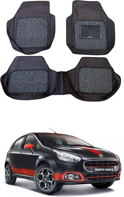 Arnejaa Leatherite 7D Mat For Fiat Abarth Punto(Red, Black)
