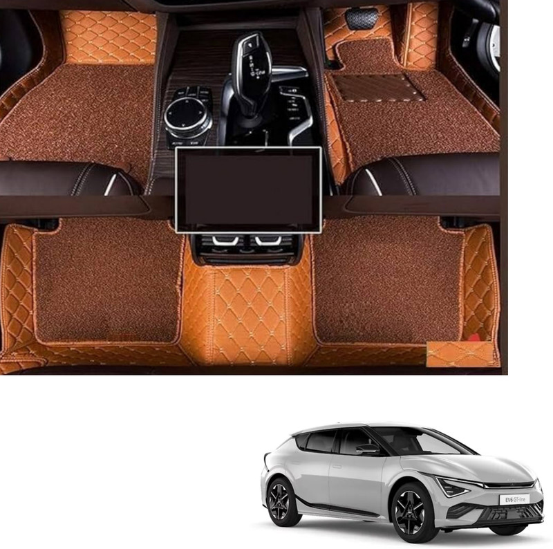 Autoclow Leatherite 7D Mat For Kia EV6(Brown)