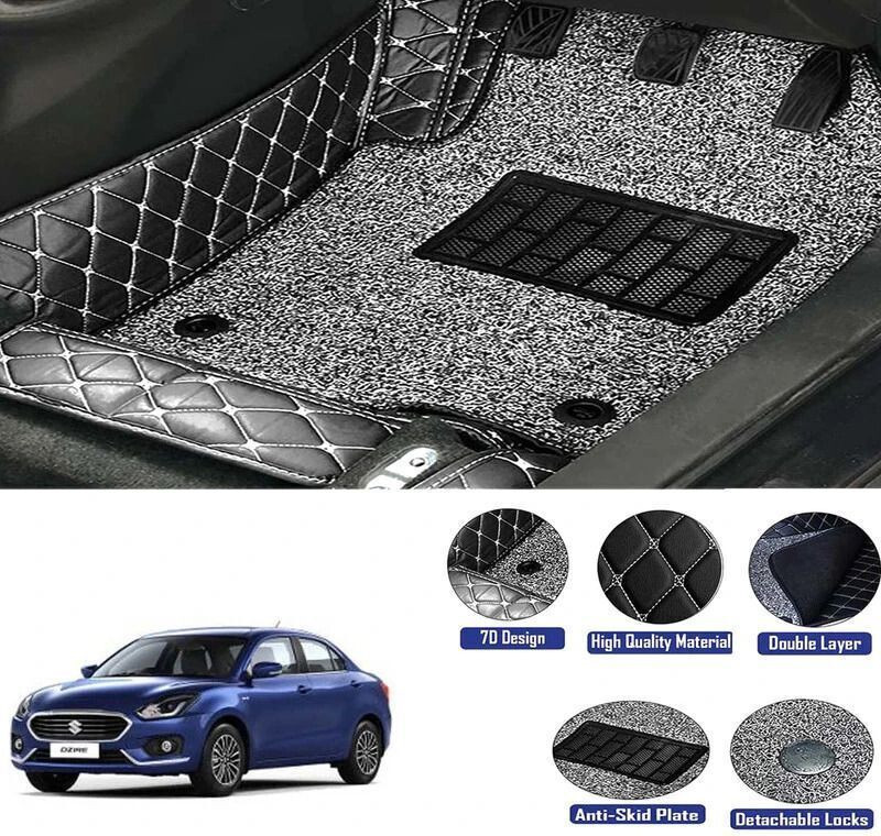 Kuntailll Leather 7D Mat For Maruti Swift(Black)