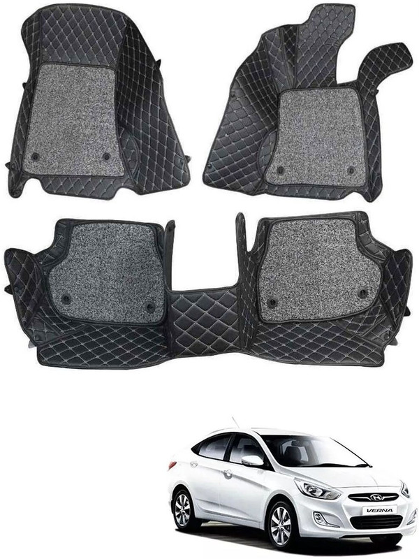 TOFIT ENTERPRISE Leatherite 7D Mat For Hyundai Verna Fluidic(Black)