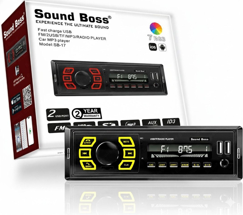 Sound Boss SB-17 Charge Pro+ DUAL USB Bluetooth Wireless With Phone Caller Id Receiver Universal Car Stereo (Single Din) Car Stereo(Single Din)