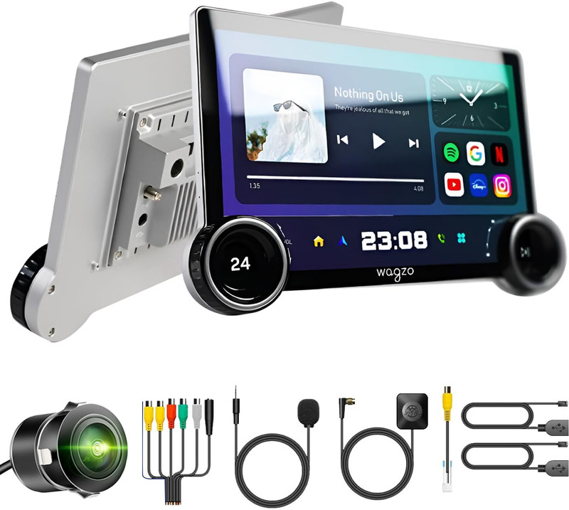 Wagzo 2KDiamondCarAndroid10.1In,4GB+64GB,4thGen,QLED4Core|WAP-16|360DgreeCameraSupport Car Stereo(Double Din)