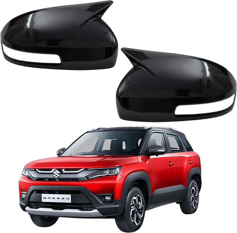 Amabu Car batman look mirror cover for Brezz-a 2022 onward Borosilicate Glass Car Mirror Cover(Maruti Vitara)