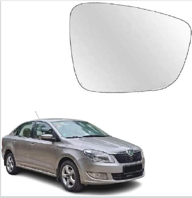 CARGROUP Side mirror Glass Right Rapid 2011 to 2022 1pc Glass Car Mirror Cover(Skoda Rapid)
