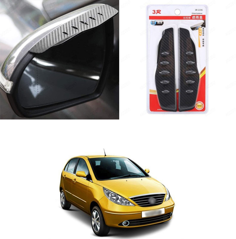 PRTEK 3R 1 Pair Side Mirror Rain Blades ForIndica Vista Fiber Car Mirror Cover(Tata Indica Vista)
