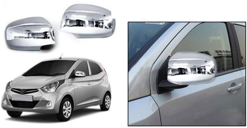 Lamkoti Car silver Plated chrome side mirror cover for Hyundai EON Borosilicate Glass Car Mirror Cover(HYUNDAI Eon)