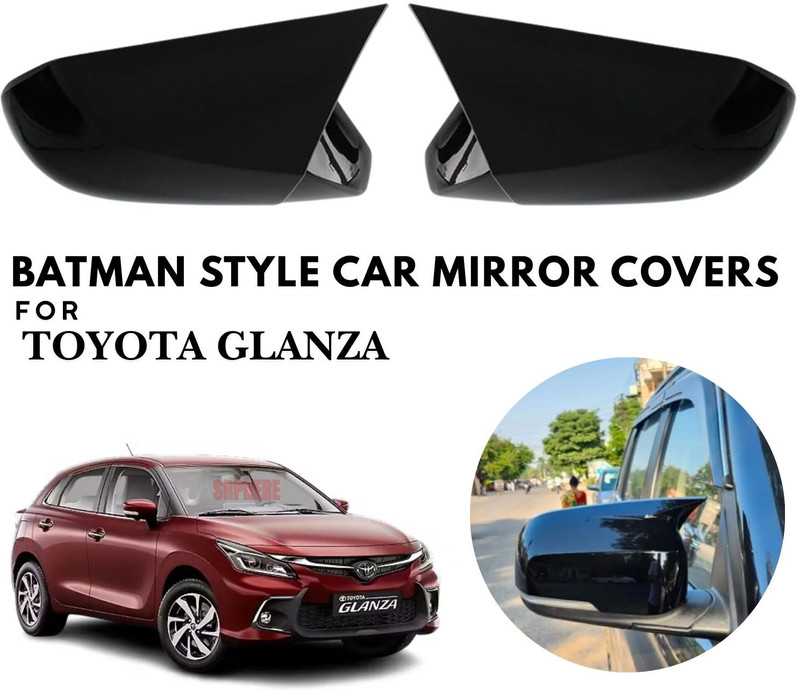 SRPHERE A1 Batman Style Car Side Mirror Covers Compatible for toyota glanza Plastic Car Mirror Cover(Toyota NA)