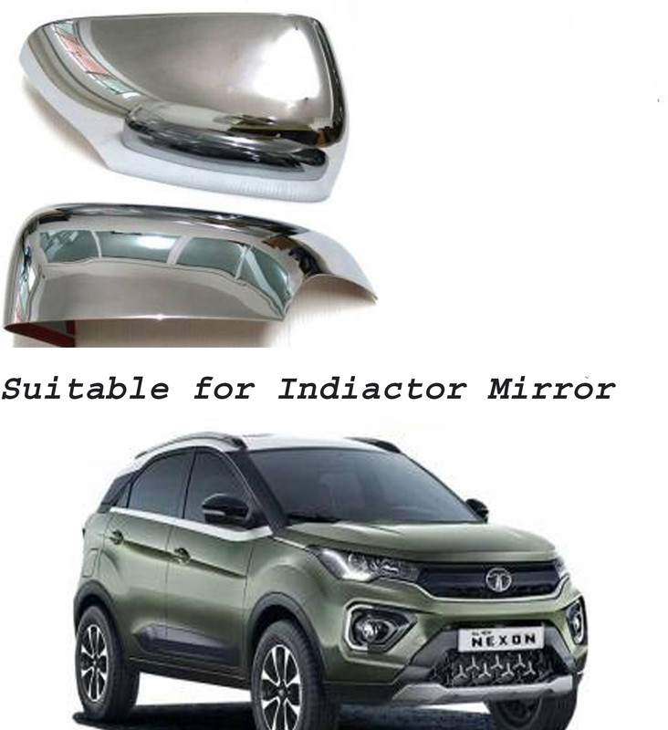 Amabu Car silver Pated chrome side mirror cover for Tata Nexon 2020 Onward Borosilicate Glass Car Mirror Cover(Tata Nexon 1.2 Revotron XZA Plus)