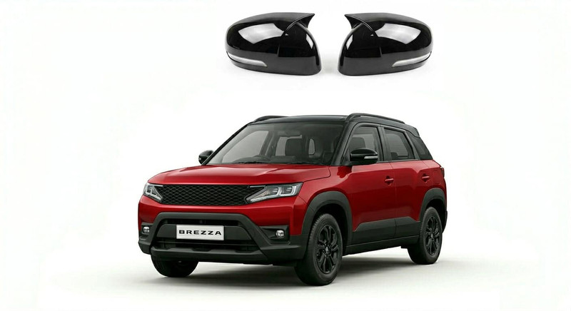 ShopVibe Brezza Batman Car Side Mirror Covers with LED Turn Signal For Brezza 2020 Plastic Car Mirror Cover(Suzuki Universal For Car)