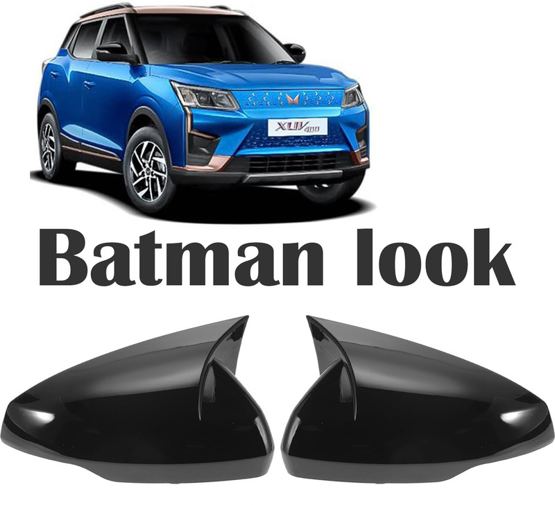Bubu Car black glossy mirror with batman look for XU-V 4OO Borosilicate Glass Car Mirror Cover(MAHINDRA NA)