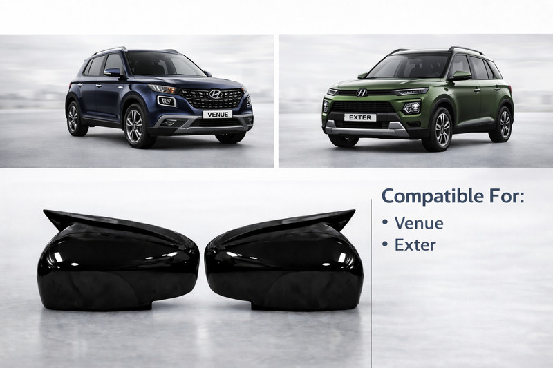 ASRYD Bat Man Mirror Cover Venue \ Exter Mirror Cover Plastic Car Mirror Cover(HYUNDAI Venue S Petrol)