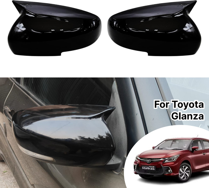 Aksmkit Batman Style Car Side Mirror Cover for Glanza | Toyota Glanza Mirror Cap Plastic Car Mirror Cover(Toyota Glanza G Petrol, Glanza G, Glanza G CVT, Glanza G Hybrid, Glanza V, Glanza V Petrol)