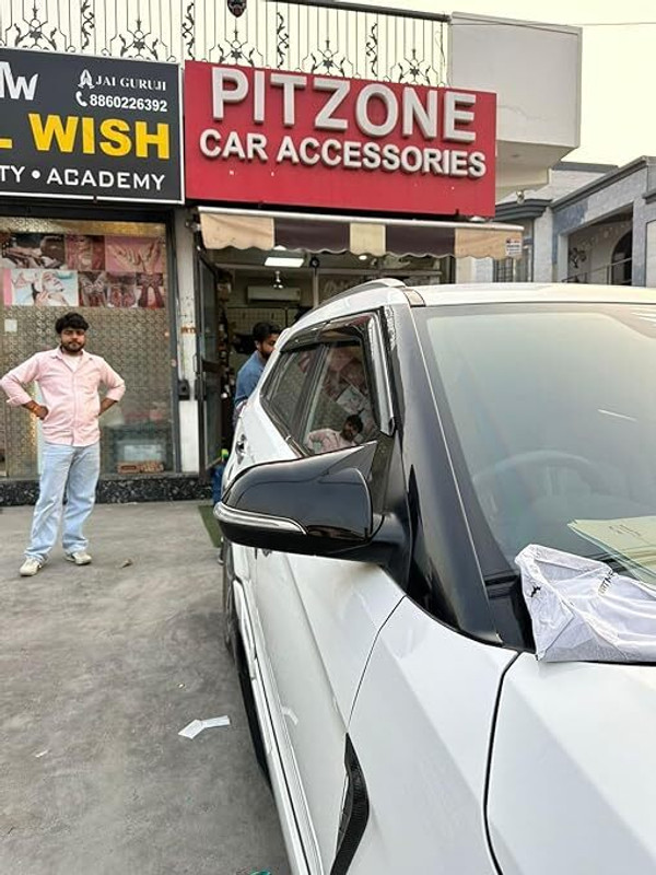 pitzone Batman Side Mirror Cover for Hyundai Creta 2015-2019 | Gloss Black Plastic Car Mirror Cover(HYUNDAI Creta)