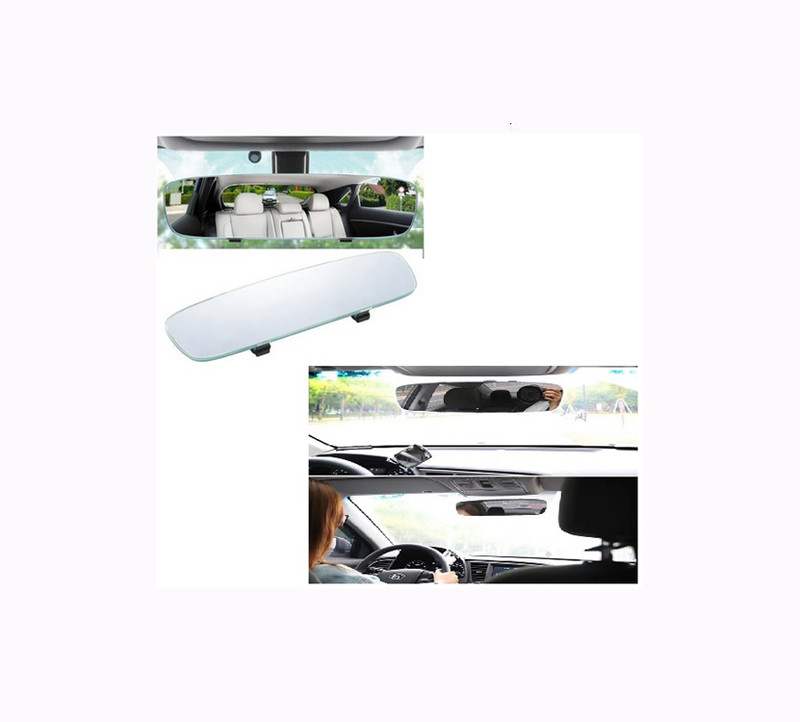 PRTEK 12 Inch Panoramic Car Rear View Mirror Clip-On Wide Angle X230 Glass, Crystal Car Mirror Cover(Universal For Car Bolt Quadrajet XMS)