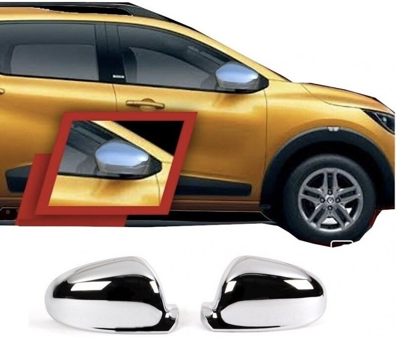 AutoBlinq Chrome Finish OVRM Cover Garnish Trim Side View Mirror Cover for Renault Triber Plastic Car Mirror Cover(Renault Triber RXE, Triber RXL, Triber RXT, Triber RXZ)
