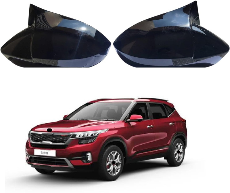 Auto Smart Look Batman Style Car Mirror Cover (Glossy Black) For Seltos (2019 - Present) Plastic Car Mirror Cover(Kia Seltos GTX Petrol, Seltos HTE G Petrol)