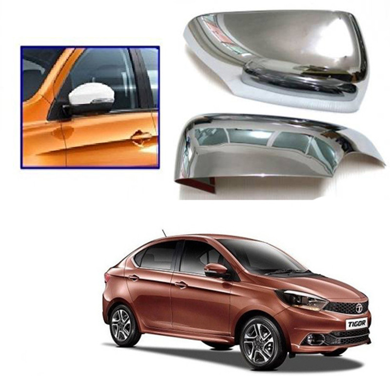 Lamkoti Car silver Plated chrome side mirror cover for Tata Tigor (all model) Borosilicate Glass Car Mirror Cover(TATA Tigor XZ Petrol)