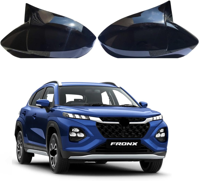 Auto Smart Look Batman Style Car Mirror Cover (Glossy Black) For Fronx Plastic Car Mirror Cover(Maruti A3)