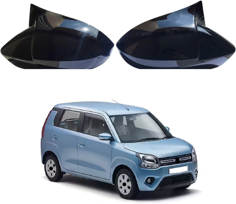 Auto Smart Look Batman Style Car Mirror Cover (Glossy Black) For WagonR 2019 Plastic Car Mirror Cover(Maruti WagonR)