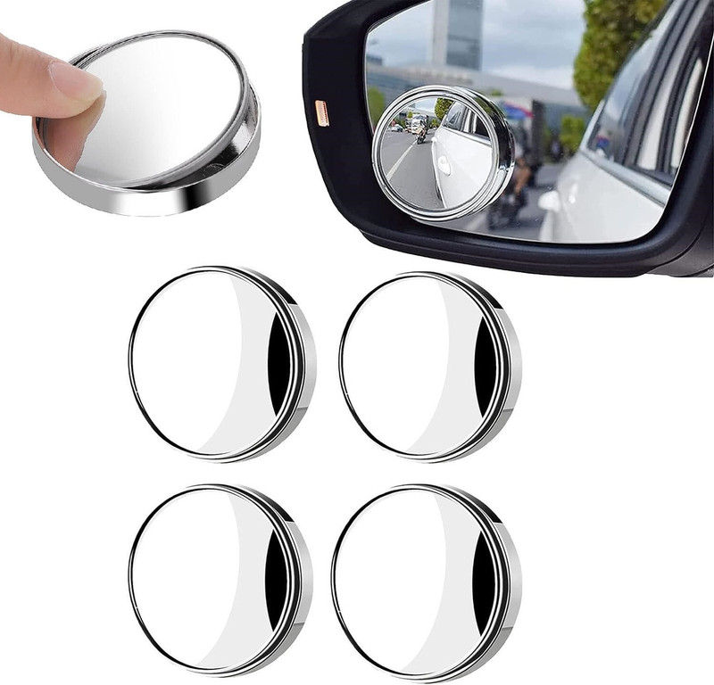 YOMITH Blind Spot Mirror, 360° Rotate Round Curved Wide Angle Crystal Glass for Car Silver Car Mirror Cover(Universal For Car NA)