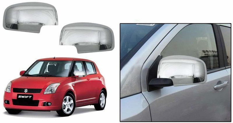 Amabu Car Silver Plated chrome Side Mirror cover for Maruti Swift LDI Plain(2012-2017) Borosilicate Glass Car Mirror Cover(Maruti Swift)