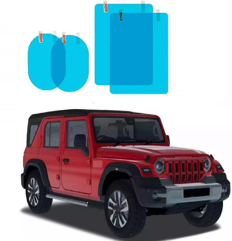 ROSHNEER ENTERPRISES Anti Fog Film for Mahindra Thar Roxx (Square 2pcs & Ovel 2pcs) Glass Car Mirror Cover(MAHINDRA Thar)