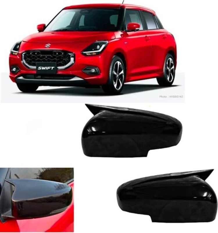 jantaretail Glossy Black Side Mirror Cover Caps for Swift Fiber Car Mirror Cover(Maruti Swift, Baleno)