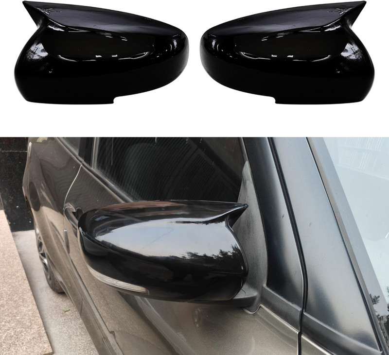 Rhtdm Batman Style Car Side Mirror Cover Black, Gloss Mirror Cap Plastic Car Mirror Cover(Maruti, Toyota Baleno, Swift, Ciaz, Grand Vitara, Ignis 1.2 AMT Alpha Petrol)