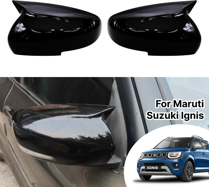 Aksmkit Batman Style Car Side Mirror Cover for Ignis | Maruti Suzuki Ignis Mirror Cap Plastic Car Mirror Cover(Maruti Ignis 1.2 Alpha Petrol, Ignis 1.2 AMT Zeta Petrol, Ignis 1.2 AMT Alpha Petrol)