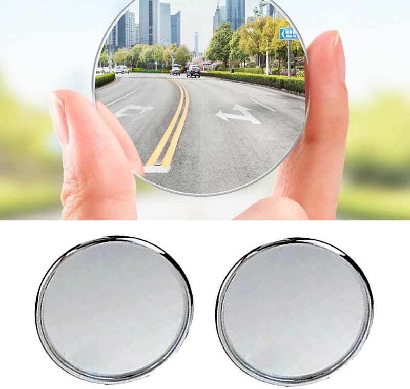 Mr fix 2 Glass Frameless Round Convex Rear View Blind Spot A3 Car Mirror Rain Blocker(White)