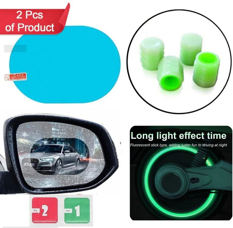 TruSwag Car Anti Fog Mirror & Valve Car Mirror Rain Blocker(Mullti Color)