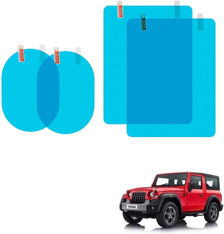KOZDIKO Anti Fog Rainproof Film Sticker Compatible For NEW THAR (2021-PRESENT) Car Mirror Rain Blocker(Blue)