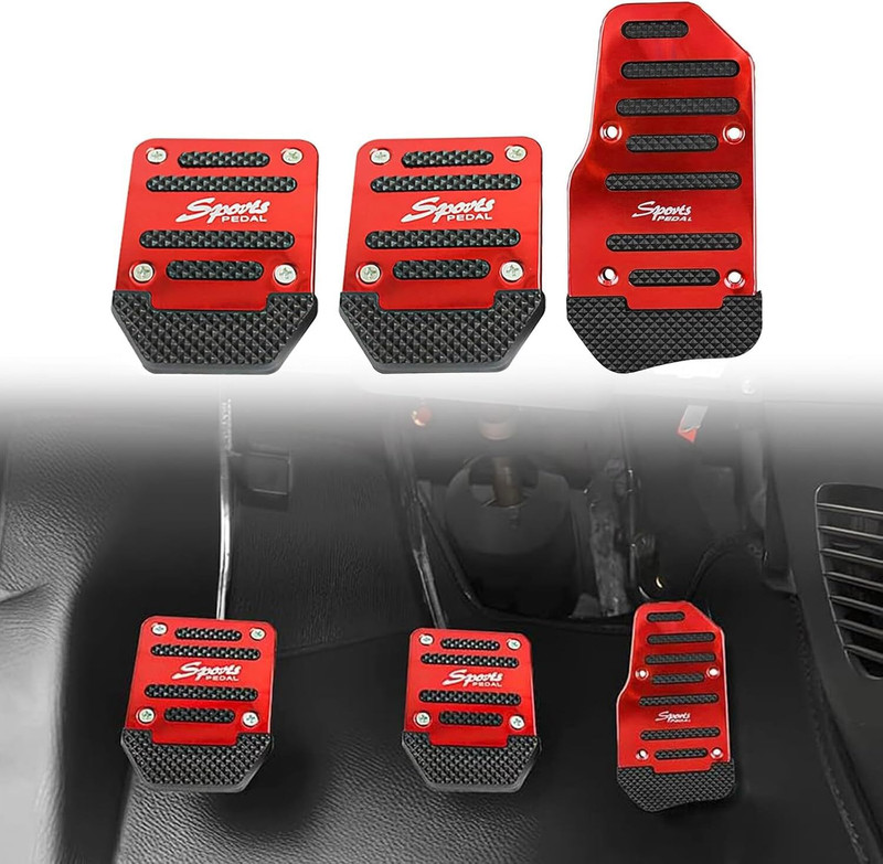 USPOT 3 Pcs Car Pedal Cover AntiSlip Alloy Throttle Brake Clutch Pedal W Rubber Grip Car Pedal Assembly