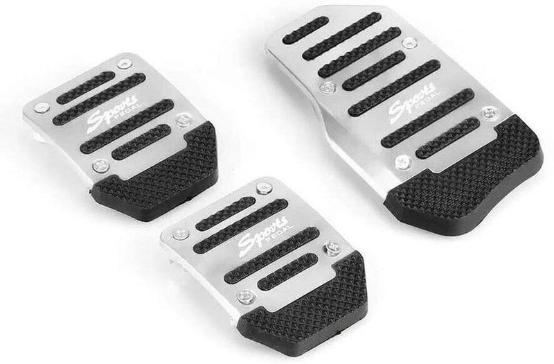 AFFITUDE AUTO Aluminum Alloy Silver Pedal Pads Set Manual Car Anti-Rub Foot Covers Car Pedal Assembly