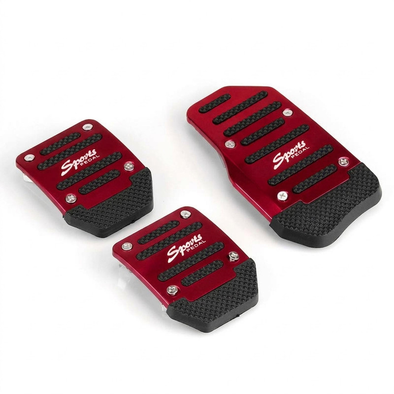 AFFITUDE AUTO 3PCS Silver Non-Slip Alloy Car Pedal Covers Manual Transmission Set Car Pedal Assembly