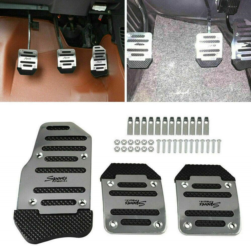 Airtick 3 Pc XB-373 Sports Anti-Skid Foot Pedal Manual/Auto Gear Non-Slip Pad Covers Kit Car Pedal