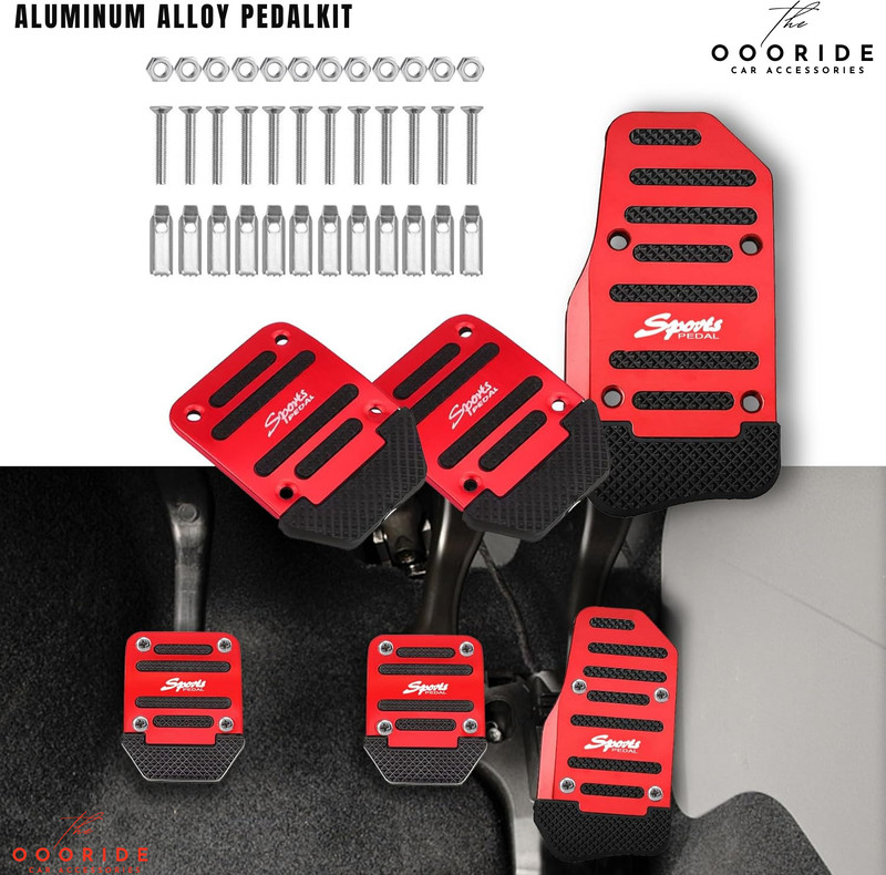 OOORIDE 3PCS Car Aluminum Alloy Pedal Pads Kit Car Pedal