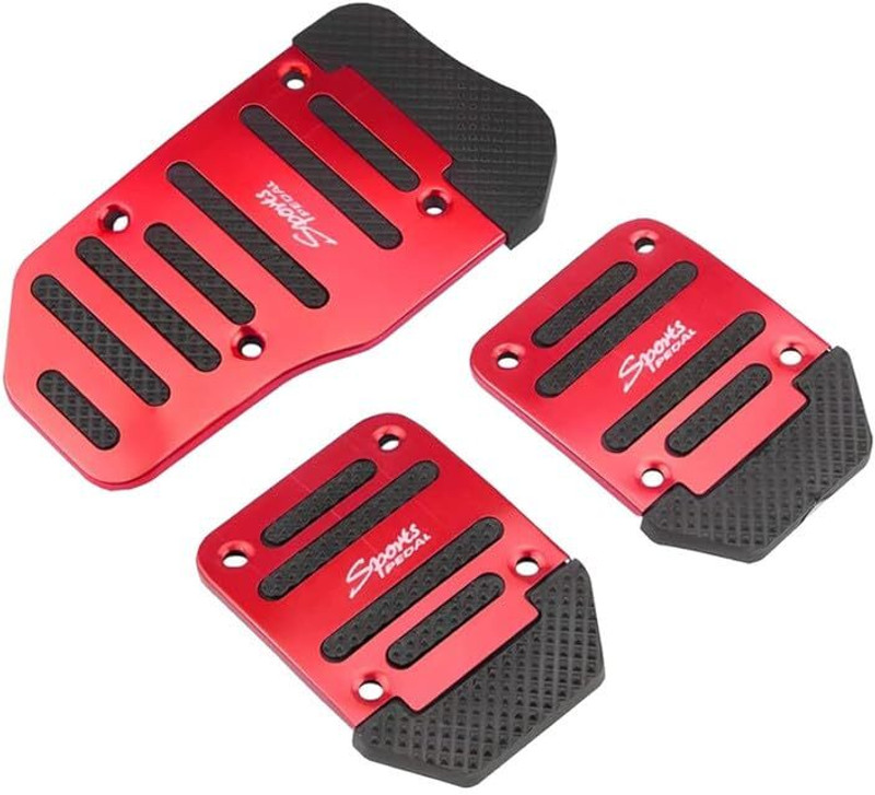 JK Beauty 3 Pcs Red Non-Slip Manual Car Pedals kit C1 Car Pedal