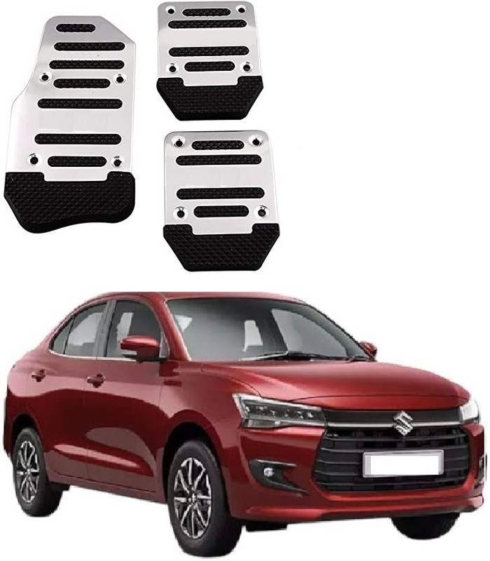 ROSHNEER ENTERPRISES Silver Sports Non Slip Aluminium Alloy Pedal Pad Maruti Swift Dzire 2024 Onwards Car Pedal