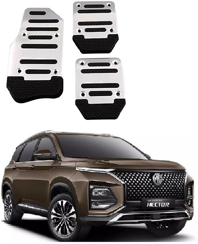 ROSHNEER ENTERPRISES Silver Sports Anti-Non Slip Aluminium Alloy Pedal Pad For MG Hector Car Pedal