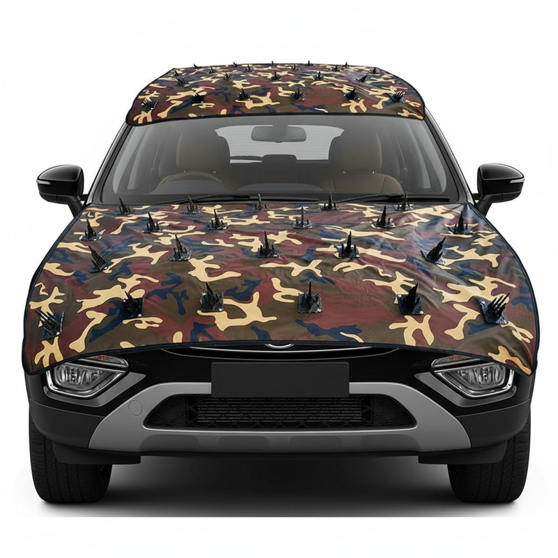 NETYLON Camouflage Car Bonnet & Roof Spike Protection Cover Anti Animal Universal Fit Car Pet Door Protector