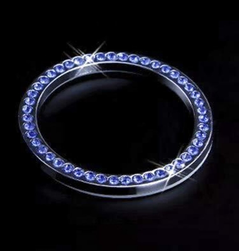 GMA Car Push Button Sticky Cover Car Interior Decoration Diamond Rhinestone (BLUE) Engine Start/Stop Button