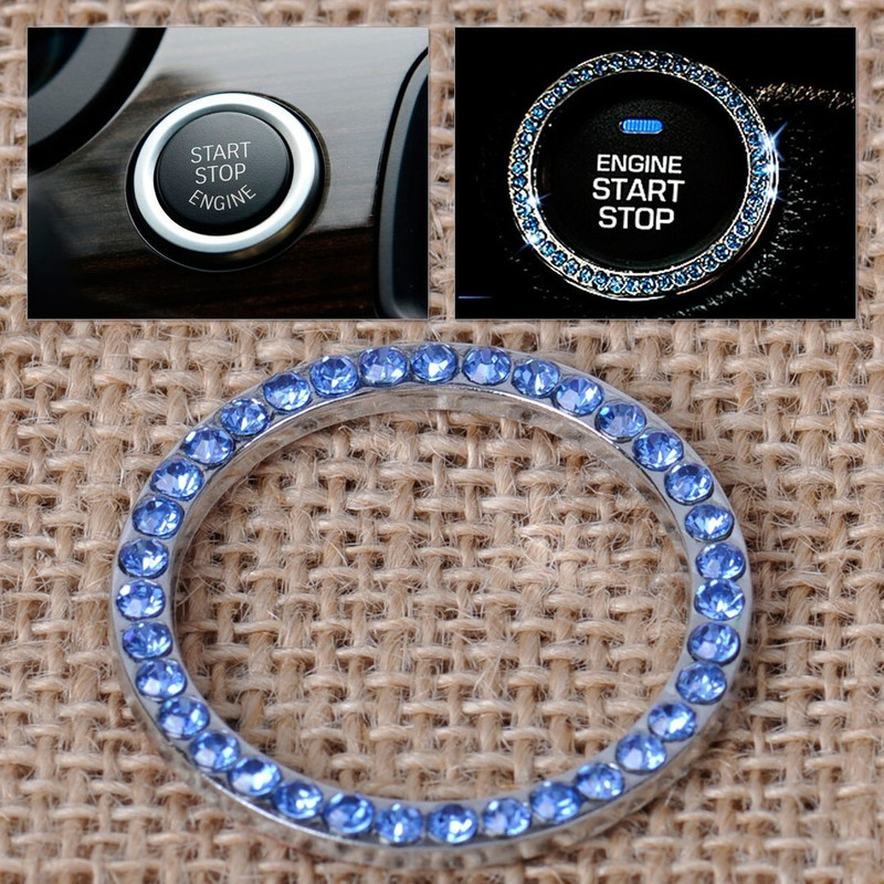 ANSH BEAUTY Car Engine Start Stop Button Cover Decorative Accessories (BLUE) Engine Start/Stop Button